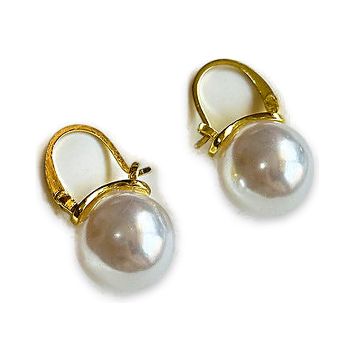 Minimalist Shell Pearl Hoops Earrings Women