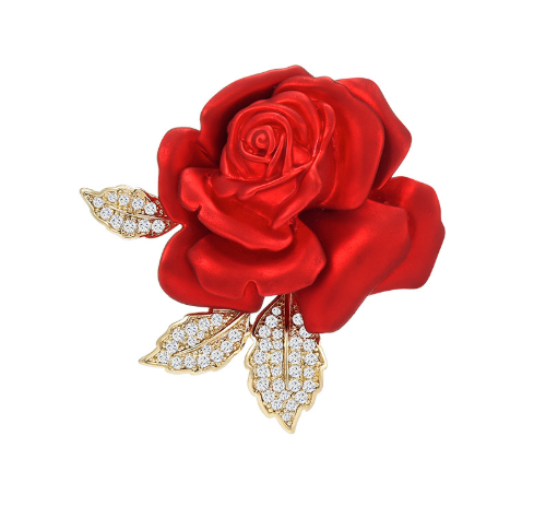 red rose brooch floral pin