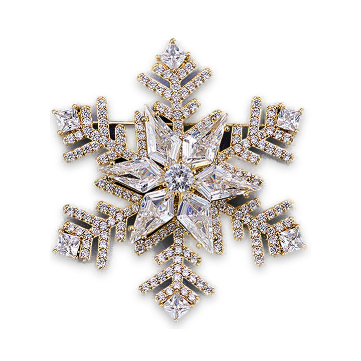 Pure White Bejeweled Snowflake Brooch